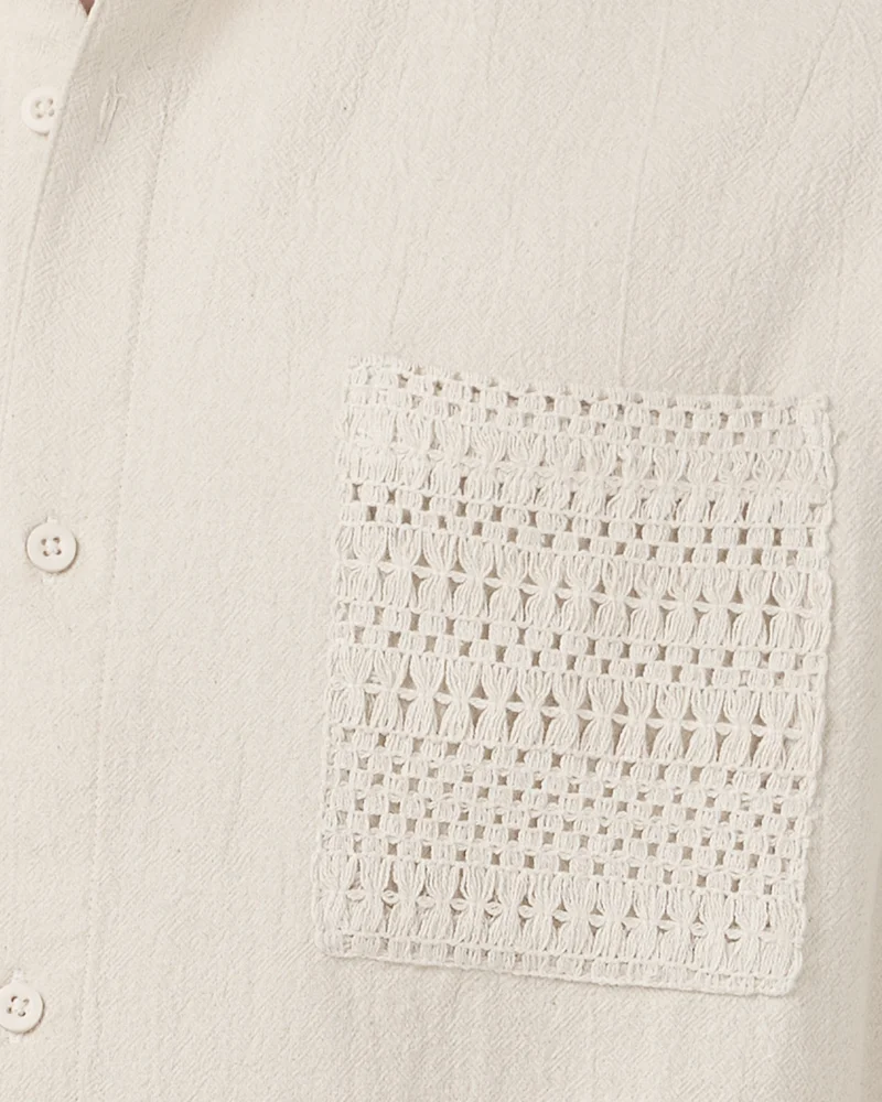 بيواكوف Men's Off White Oversized Shirt